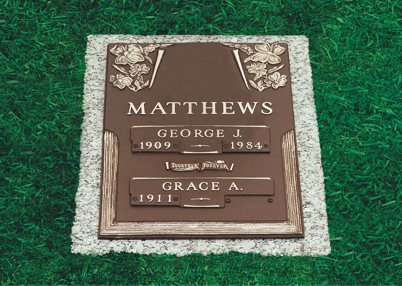 Companion bronze marker with two names on one granite foundation