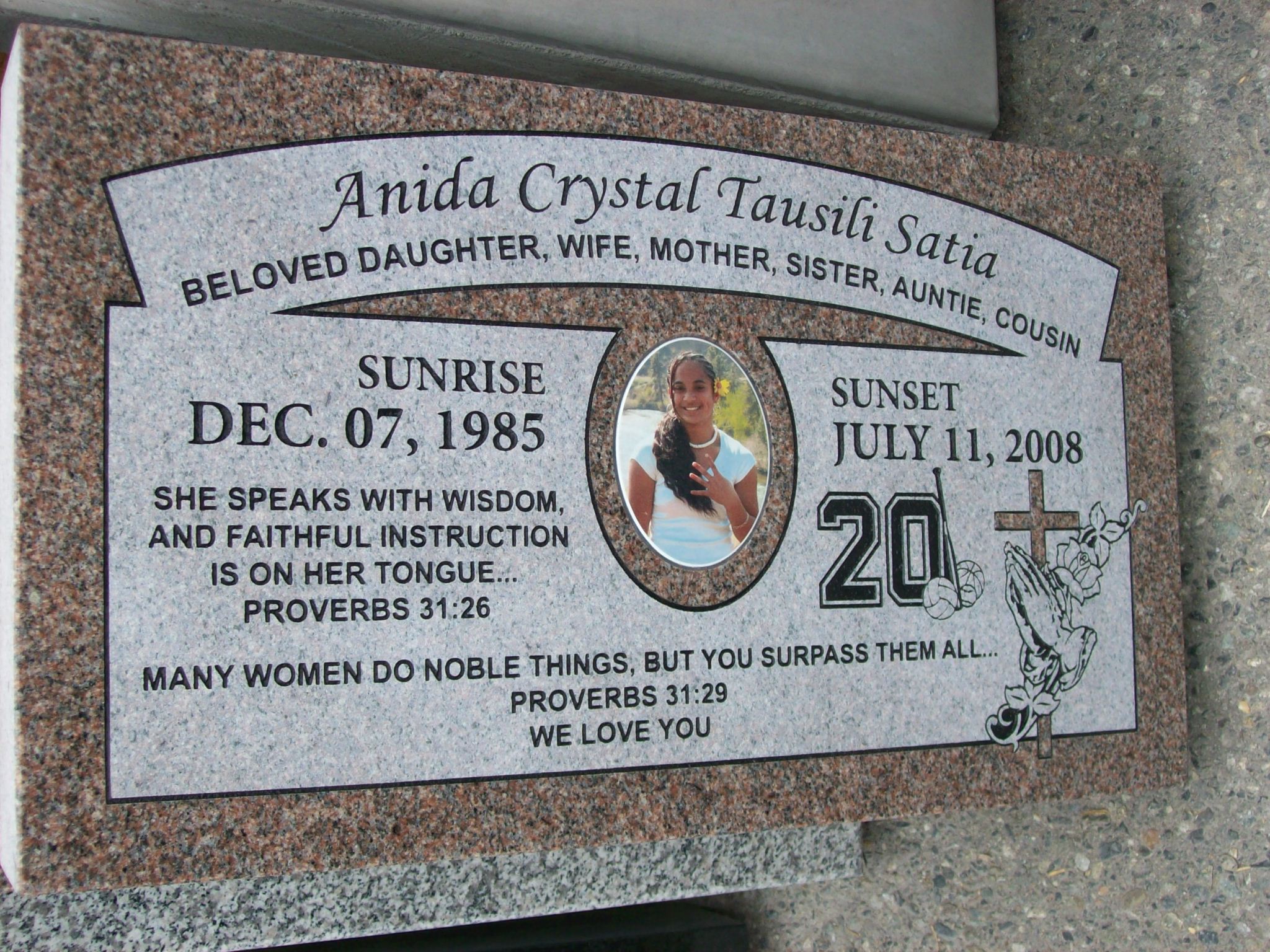Ceramic steel portrait example on a granite marker
